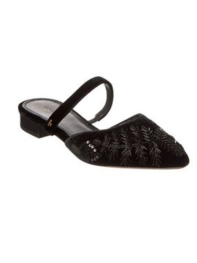TORY BURCH
$398 Black Embroidered Velvet Mules women size 8 NEW